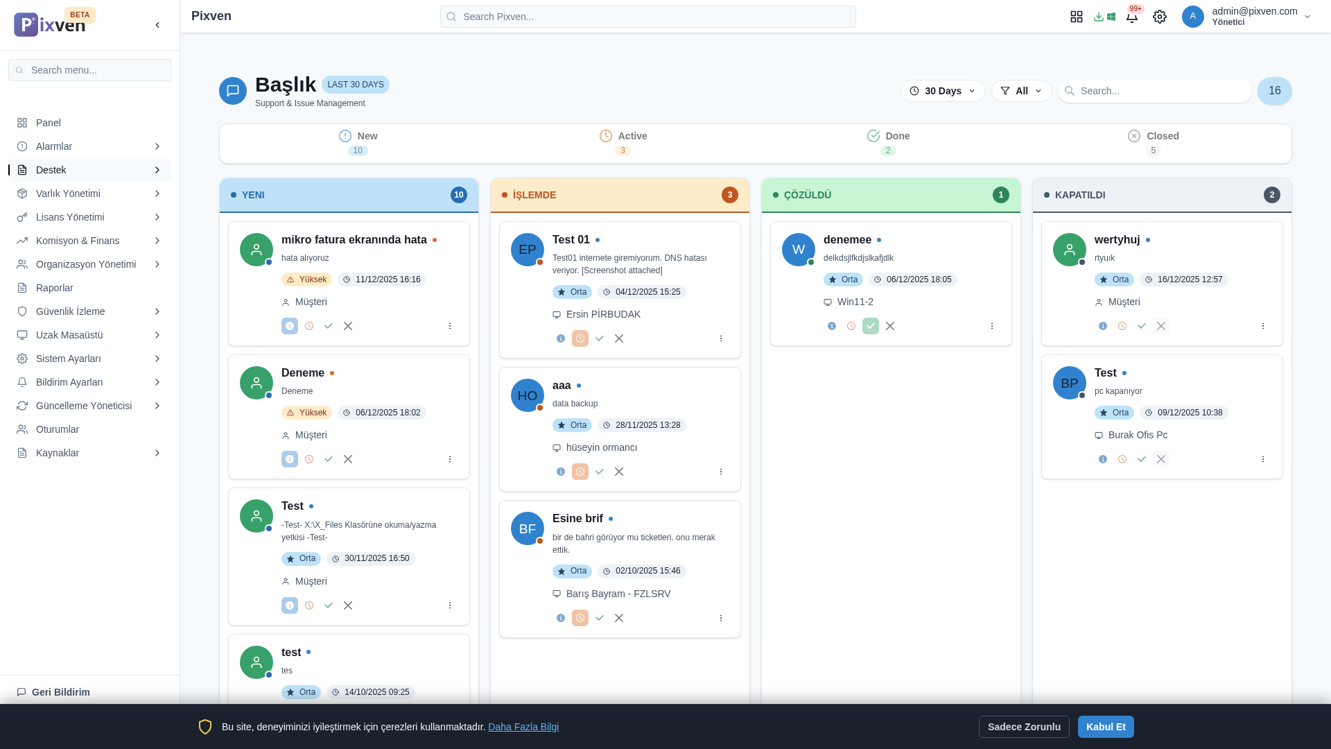 Ticket Sistemi ekran görüntüsü